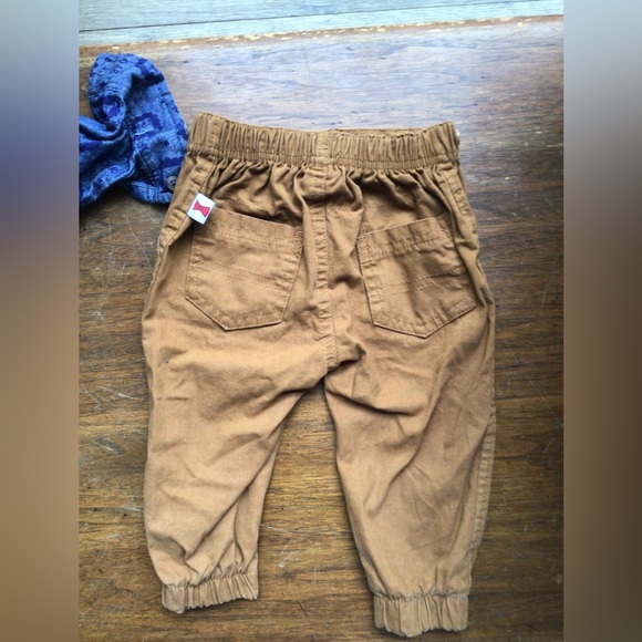 3pc NWOT 6-9month brown pants +2 collar button up match onesies w/attach bow tie - Picture 8 of 12